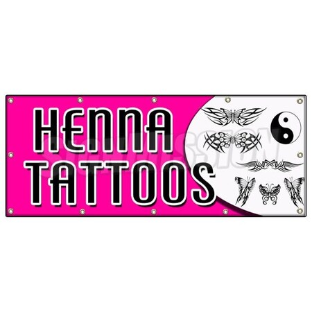 Signmission HENNA TATTOOS BANNER SIGN natural long lasting temporary parlor artist B-120 Henna Tattoos